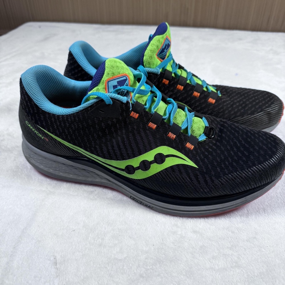 Saucony Canyon TR Shoes Mens Size 14 Black Green‎ Trail Running Sneakers PWRTRAC